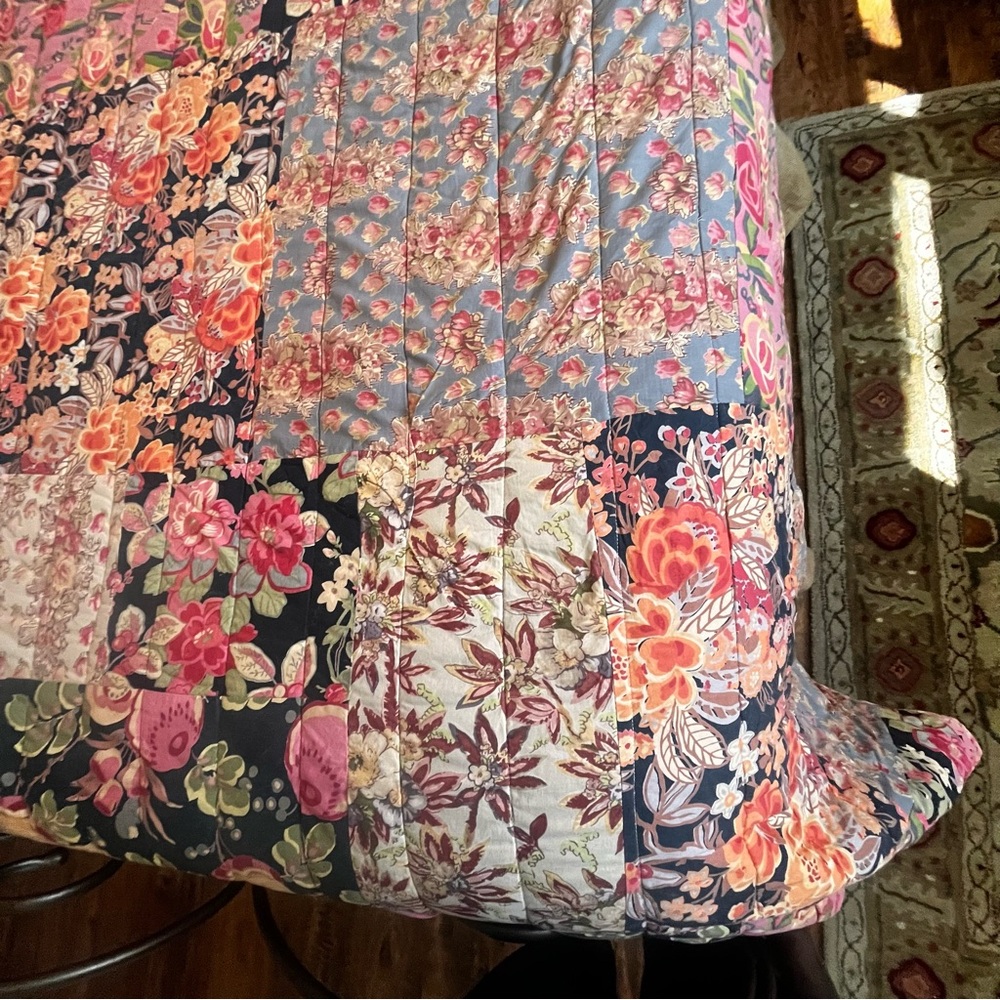 Anthropologie Rare Vintage Y2K Vibrant Floral Boho Quilt Queen - Picture 3 of 15